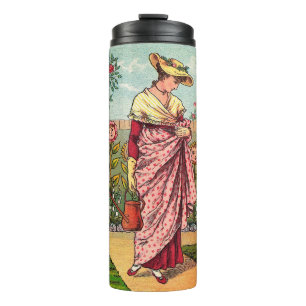 Bouteilles Isothermes Jardin Croître Fleur Femme Art Antique
