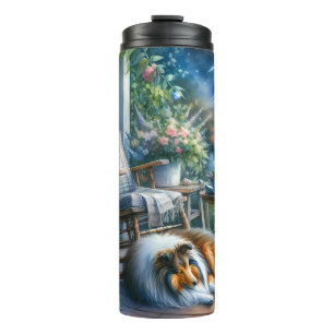 Bouteilles Isothermes Jardin étoilé sous le porche de la maison Sheltie
