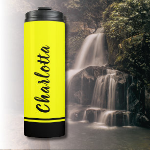 Bouteilles Isothermes Jaune Noir Élégant Minimal Customisé