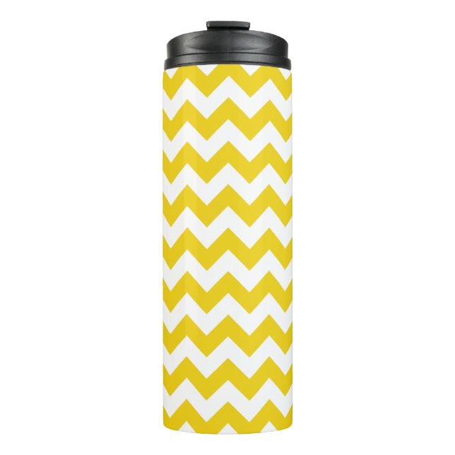 Bouteilles Isothermes Jaune Zigzag, Jaune Chevron, Motif géométrique (Devant)