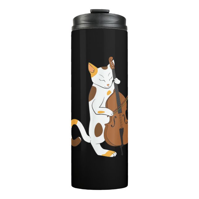 Bouteilles Isothermes Jazz Cat Shirt Jouer Basse Instrument pour Kitten (Devant)