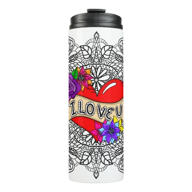 Bouteilles Isothermes Je T'Aime | Street Art Urban Heart Dragonflies (Devant)