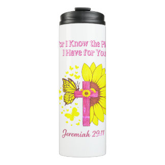 Bouteilles Isothermes Jérémie 29:11 Croix Tournesol Foi chrétienne T‑S