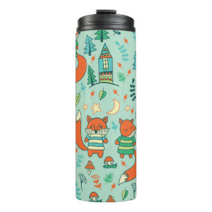 Bouteilles Isothermes Jeunes Renards : Motif sans couture pour enfants.