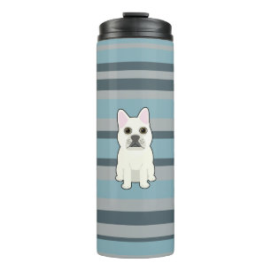 Bouteilles Isothermes Joli Bouledogue Français rayé bleu