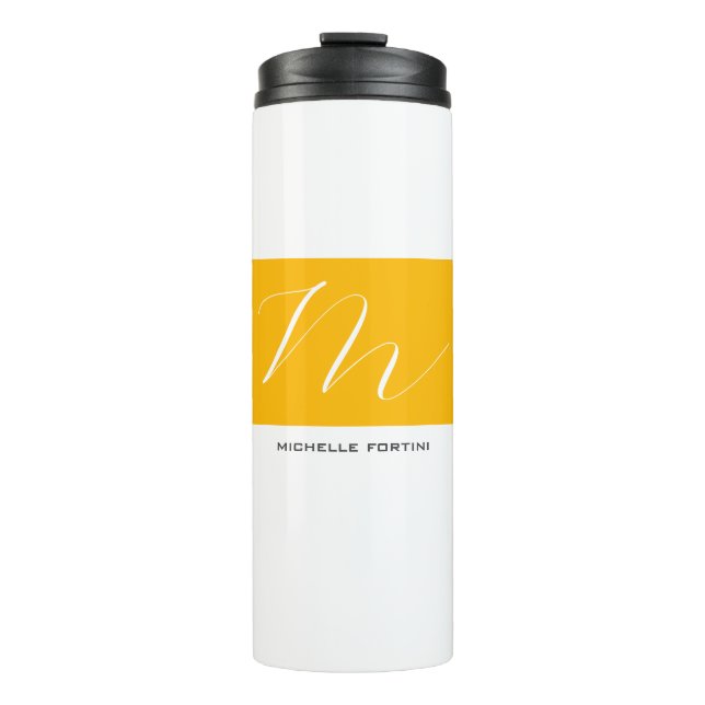 Bouteilles Isothermes Joli Monogramme Jaune Blanc Moderne Plaine (Devant)
