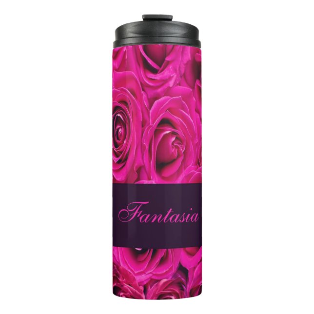 Bouteilles Isothermes Joli monogramme rose roses (Devant)