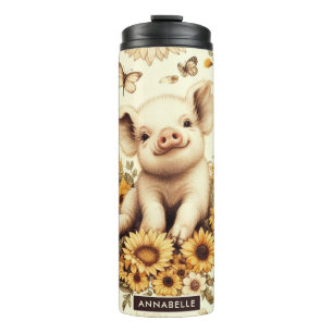 Bouteilles Isothermes Joli Motif de cochon de tournesol Vintage