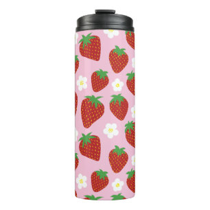 Bouteilles Isothermes Joli motif de fraise sur fond rose