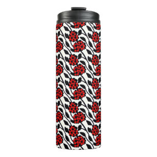Bouteilles Isothermes Joli motif floral en rouge, noir et blanc