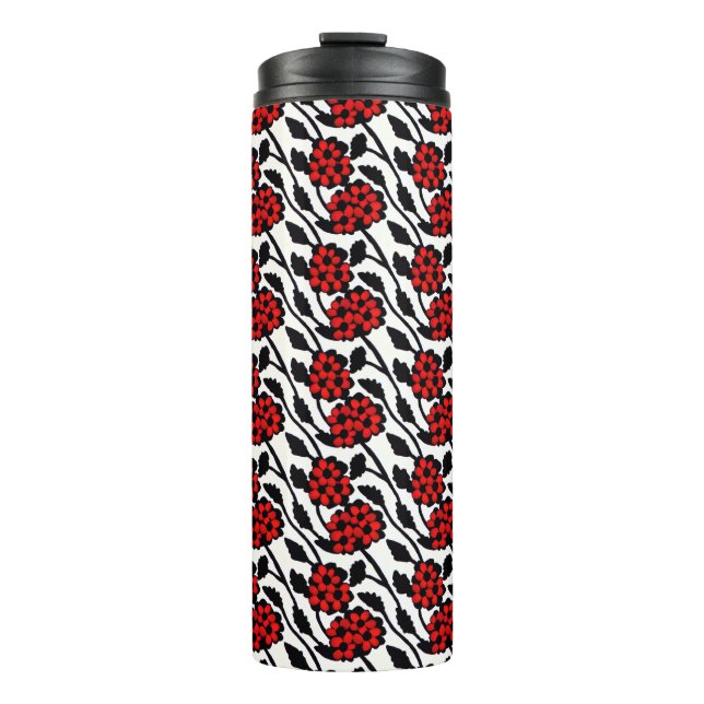Bouteilles Isothermes Joli motif floral en rouge, noir et blanc (Devant)