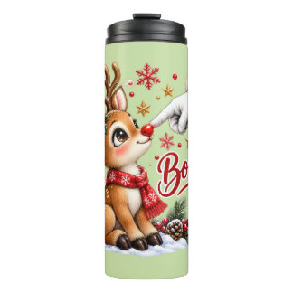 Bouteilles Isothermes Joli Père Noël et Boop sur le Nez de Renne de Noël