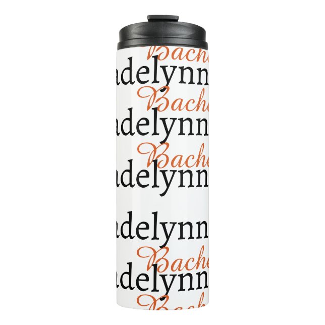 Bouteilles Isothermes Joli script Monogramme noir et rouge Bridesmaid (Devant)