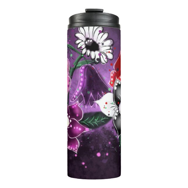 Bouteilles Isothermes Jonquille Whimsical Floral Purple Noir Rose Daisy (Devant)