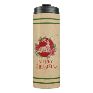 Bouteilles Isothermes Joyeuse typographie de Noël Couronne florale avec