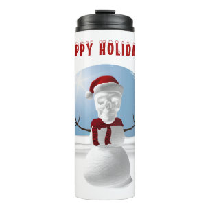 Bouteilles Isothermes Joyeuses Fêtes. Bonhomme de neige à tête de crâne 