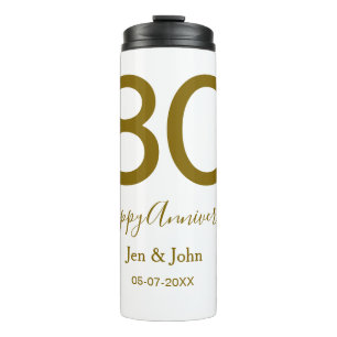Bouteilles Isothermes Joyeux 30e anniversaire nom date golden bold lette