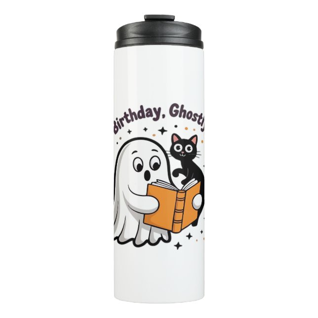Bouteilles Isothermes Joyeux anniversaire Ghost Cat PNG - Éffrayant Cute (Devant)