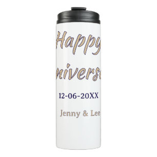 Bouteilles Isothermes joyeux anniversaire marron gris nom date couple mo