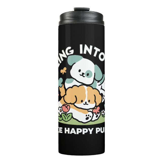 Bouteilles Isothermes Joyeux Chiots Arrivés En Mai - Kawaii Dog Art (Devant)