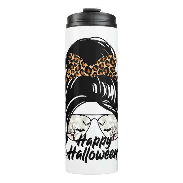 Bouteilles Isothermes Joyeux Halloween Jour 2021 Halloween Leopard Maman (Devant)