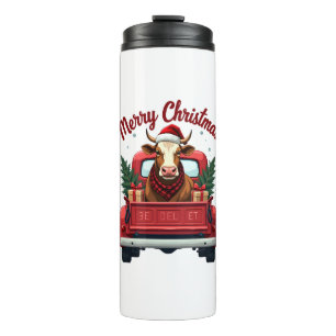 Bouteilles Isothermes Joyeux Noël Vintage Vache Highland Camion Rouge Ho