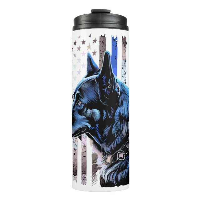 Bouteilles Isothermes K9 Berger Allemand Police Chien Mince Ligne Bleue  (Devant)