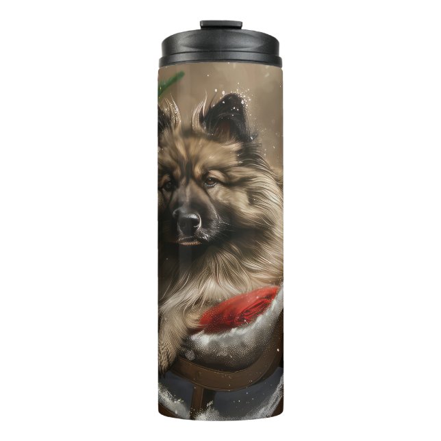 Bouteilles Isothermes keeshond Festive de Noël de chien (Devant)
