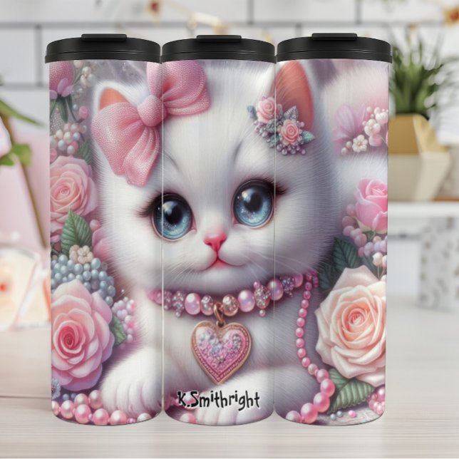 Bouteilles Isothermes Kitten à la bouffée Entouré de Roses (Créateur téléchargé)