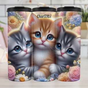 Bouteilles Isothermes Kitten Trio : Cute, Cudley, Cadre Floral