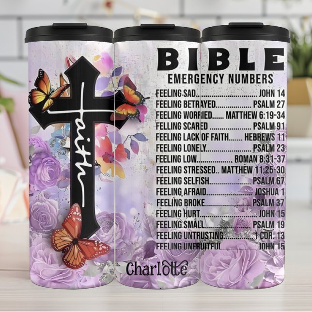 Bouteilles Isothermes La Bible : Numéros D'Urgence, Foi, Croix (Créateur téléchargé)