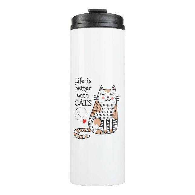 Bouteilles Isothermes La Vie Est Meilleure Avec Les Chats Doodle (Devant)