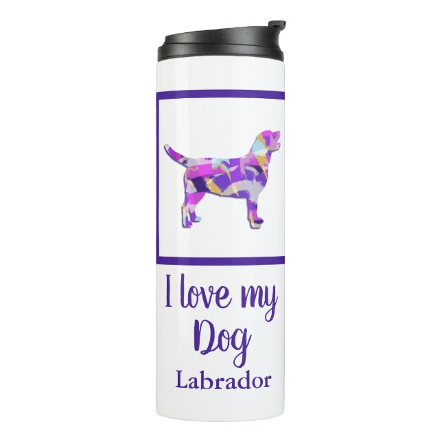 Bouteilles Isothermes Labrador Retriever Chien Silhouette Purple PY&B (Tourné sur la gauche)