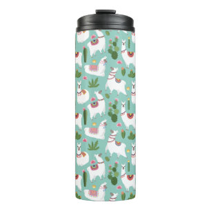 Bouteilles Isothermes Lamas mignons sur le motif turquoise