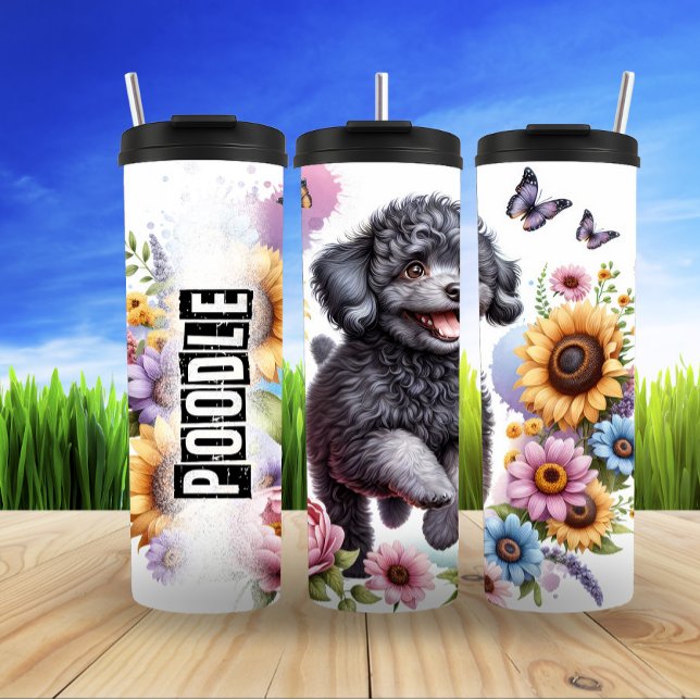 Bouteilles Isothermes Le joyeux bond floral de Poodle (Créateur téléchargé)