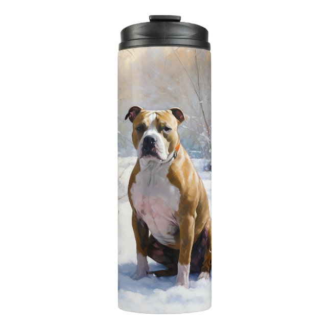 Bouteilles Isothermes Le Staffordshire Américain Laisser Neige Noël (Devant)