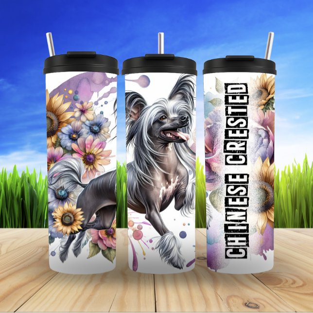 Bouteilles Isothermes Le vol floral de Chinese Crested (Créateur téléchargé)