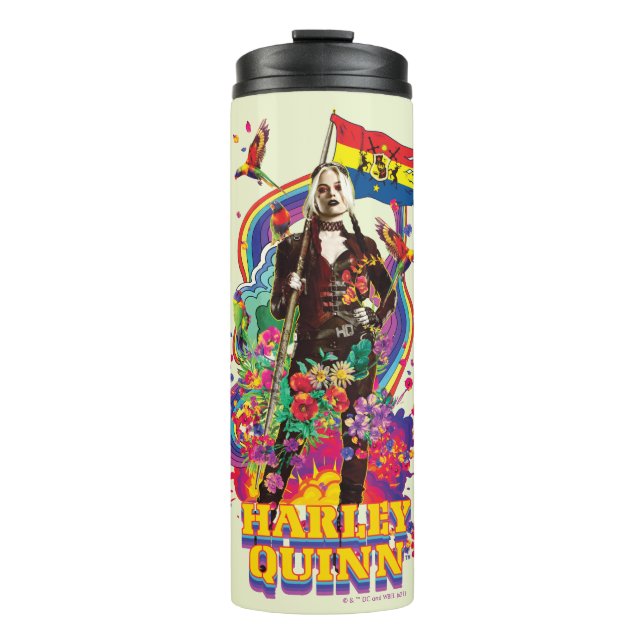 Bouteilles Isothermes L'équipe du suicide | Harley Quinn Flowers & Rainb (Devant)