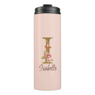 Bouteilles Isothermes Lettre de nom personnalisée I Roses roses blush fe