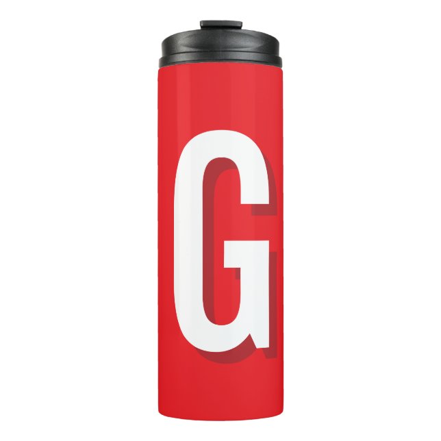 Bouteilles Isothermes Lettre initiale Monogramme Rouge Blanc Simple (Devant)
