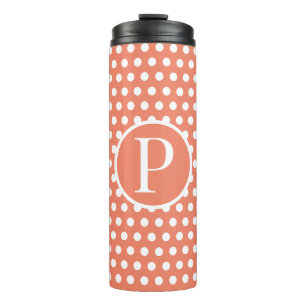 Bouteilles Isothermes Lettre initiale Pois orange Tumbler thermique