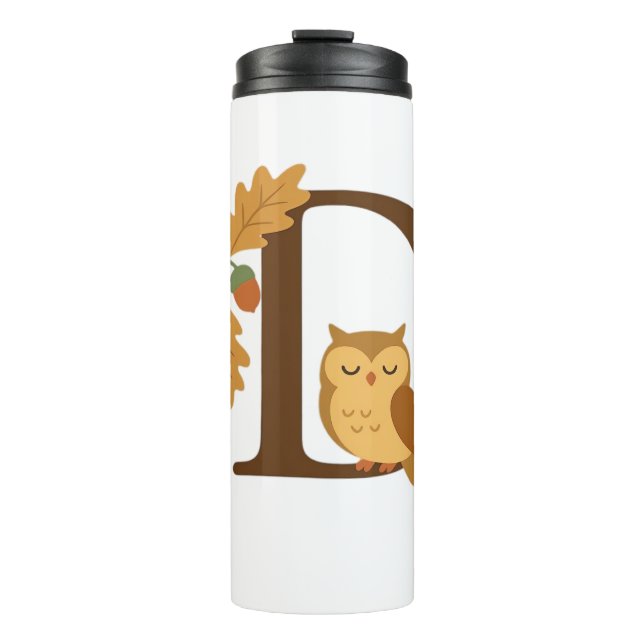 Bouteilles Isothermes LETTRE MONOGRAPHIQUE D - Hiboux avec chêne L (Devant)