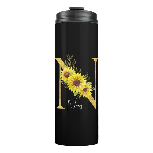 Bouteilles Isothermes LETTRE MONOGRAPHIQUE Tournesol N LETTRE Florale N  (Devant)