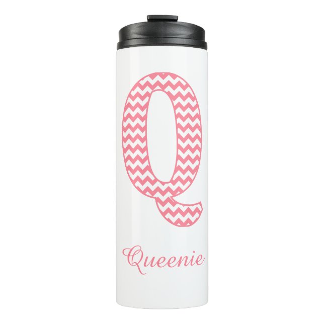 Bouteilles Isothermes Lettre rose pastel Chevron Q Design (Devant)
