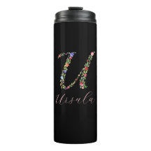 LETTRE U MONOGRAPHIQUE Florale Aquarelle personnal