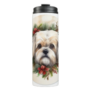 Bouteilles Isothermes Lhasa Apso Christmas Wreath Festive Pup