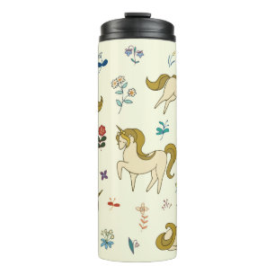 Bouteilles Isothermes licorne vintage dans les fleurs de forêt couleur i