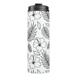 Bouteilles Isothermes Ligne d'art graphique d'Hibiscus Tropical
