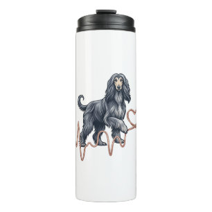 Bouteilles Isothermes Ligne de battement de coeur de chien Afghan Hound 