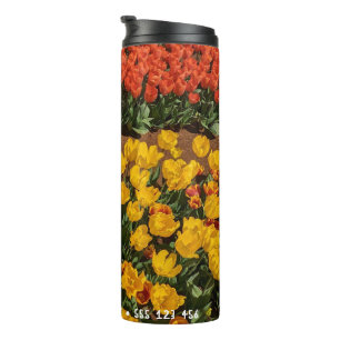 Bouteilles Isothermes Lignes de fleurs de tulipes avec texte personnalis